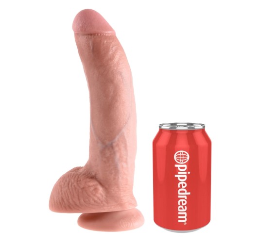 King Cock - Realistyczne Dildo Z Żołędziem Jądrami I Żyłkami 23 CM Jasny Kolor Skóry